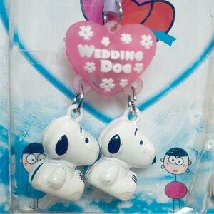 Adorable Wedding Love Snoopy Dog Couple Phone Charm Heart Love Pink Puppy Kawaii